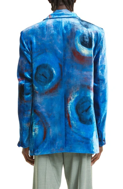 Shop Marni Buchi Blu Velvet Sport Coat In Cobalt