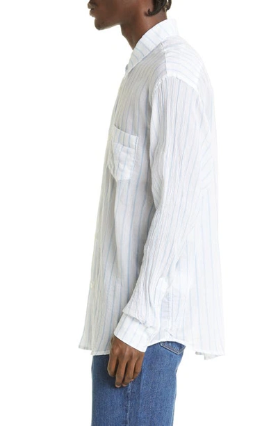 Shop Our Legacy Relaxed Fit Initial Stripe Button-up Shirt In White Rayon Plait Stripe