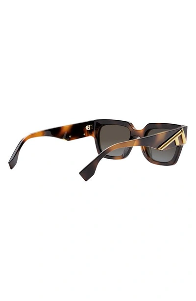 Shop Fendi The  First Rectangular Sunglasses In Blonde Havana / Gradient Smoke