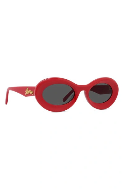 Shop Loewe X Paula's Ibiza Small 50mm Oval Sunglasses In Shiny Red / Smoke