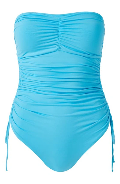 Shop Melissa Odabash Sydney Ruched One-piece Swimsuit In Aqua