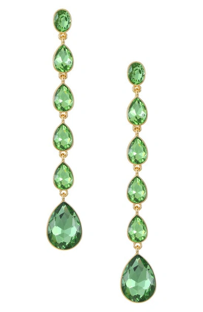 Shop Ettika Teardrop Crystal Linear Earrings In Peridot