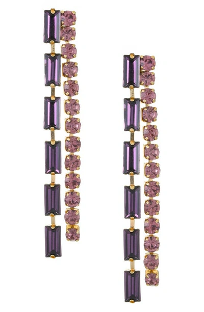 Shop Ettika Crystal Linear Drop Earrings In Purple