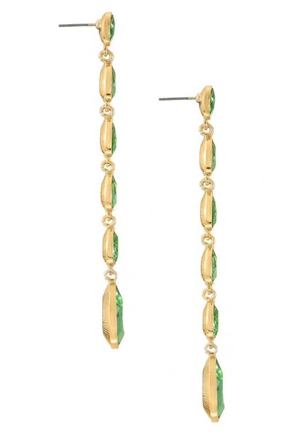 Shop Ettika Teardrop Crystal Linear Earrings In Peridot