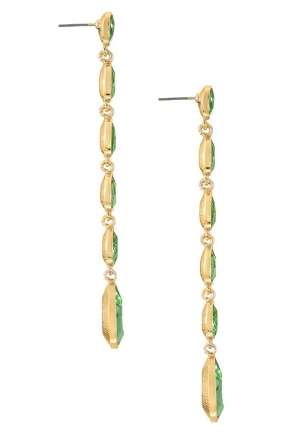 Ettika Teardrop Crystal Linear Earrings In Peridot