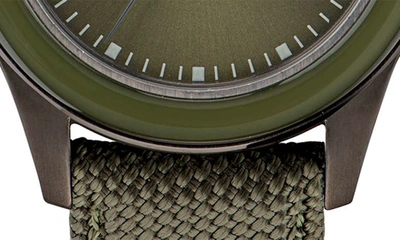 Shop Adidas Originals Expression One Nylon Strap Watch, 44mm In Green