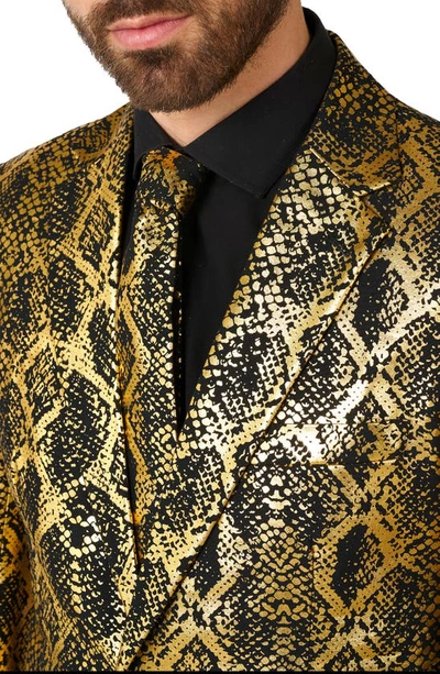 Shop Opposuits Shiny Snakeskin Pattern Two Button Notch Lapel Suit In Yellow