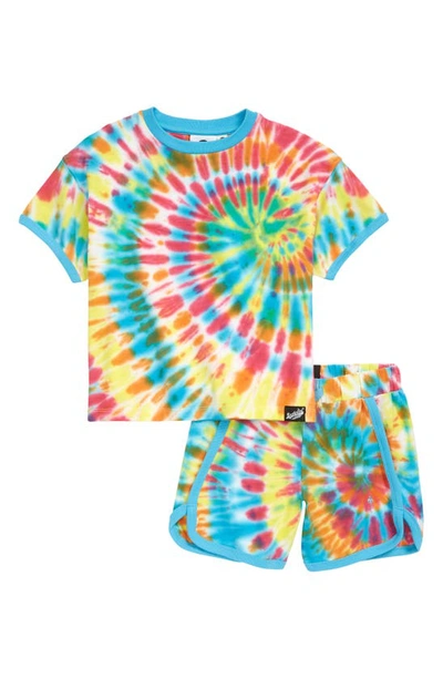 Shop Boardies Kids' Spiral Tie-dye Organic Cotton Blend T-shirt & Shorts In Multi