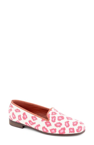 Shop Bypaige By Paige Needlepoint Leopard Flat In Pink/ Tan