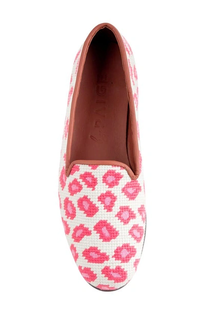 Shop Bypaige By Paige Needlepoint Leopard Flat In Pink/ Tan