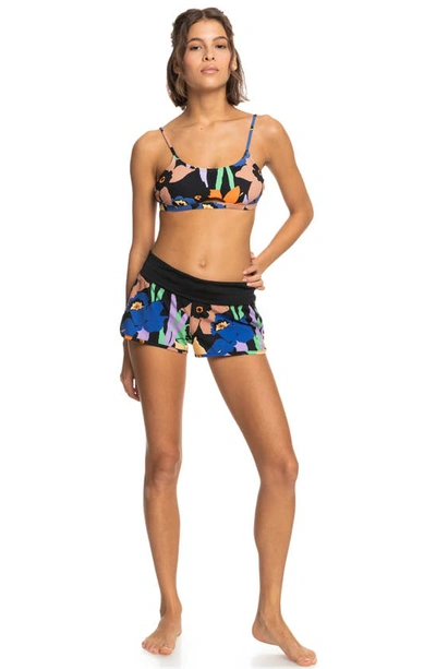 Shop Roxy Endless Summer Woven Cover-up Shorts In Anthracite Flower Ja