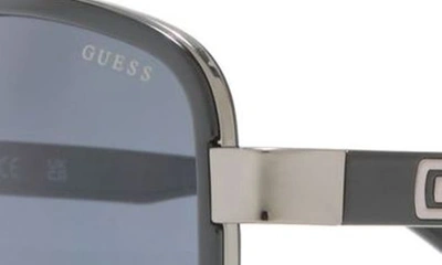 Shop Guess 57mm Aviator Sunglasses In Shiny Black / Smoke