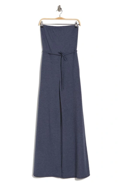 Shop Go Couture Strapless Tube Jumpsuit In Navy