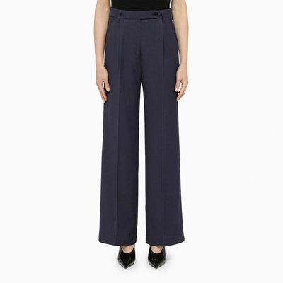 Department Five Navy Viscose Trousers In Blue