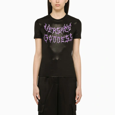 Shop Versace |  Goddess Black Jersey T-shirt