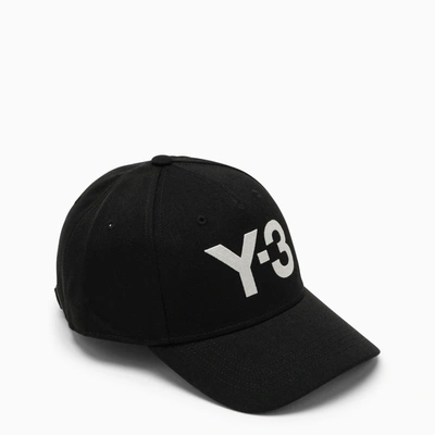 Shop Y-3 Black Hat With Embroidered Logo