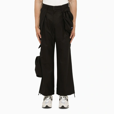 Shop Ader Error Black Wool Cargo Trousers