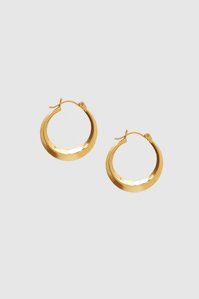 Shop Anine Bing Knife Edge Hoop Earrings In 14k Gold In 14k Yellow Gold