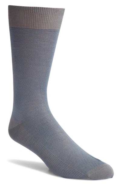 Shop Canali Micro Zigzag Cotton Dress Socks In Blue
