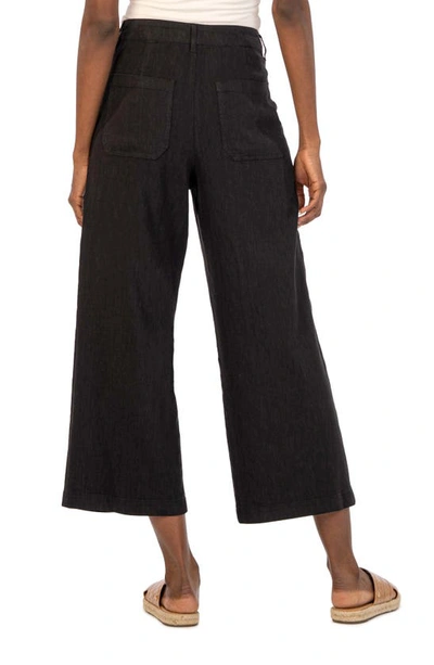 Kut From The Kloth Topaz High Waist Crop Wide Leg Linen Blend Pants In Black