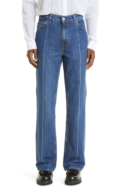 Shop Our Legacy '70s Cut Bootcut Jeans In Mid Blue Crease Denim