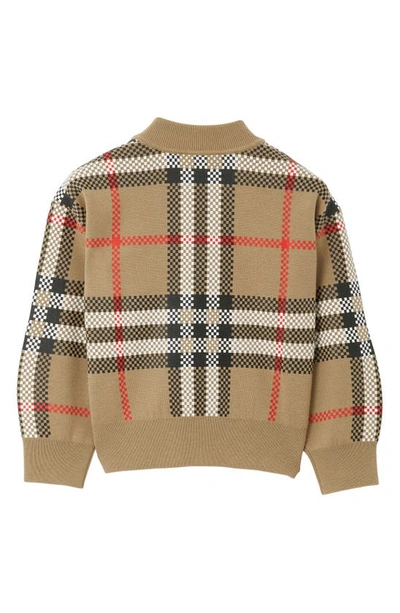 Shop Burberry Kids' Holly Basketweave Check Wool Blend Sweater In Archive Beige Ip Chk