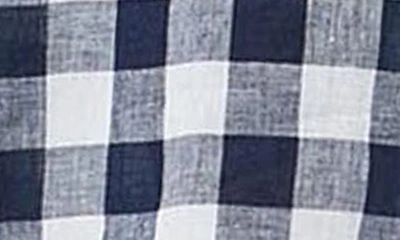 Shop Barbour Marine Plaid Tie Waist Long Sleeve Linen Shirtdress In Navy Check