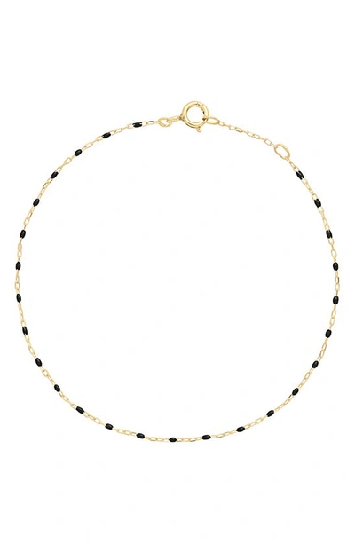 Shop Bony Levy 14k Gold Enamel Chain Bracelet In 14k Yellow Gold Black