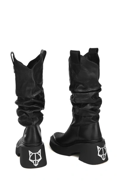 Naked Wolfe Stable Platform Slouchy Cowboy Boot In Black