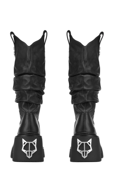 Naked Wolfe Stable Platform Slouchy Cowboy Boot In Black