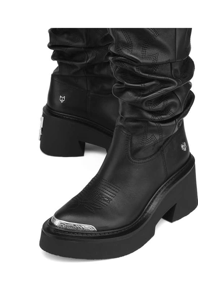 Shop Naked Wolfe Stable Platform Slouchy Cowboy Boot In Black