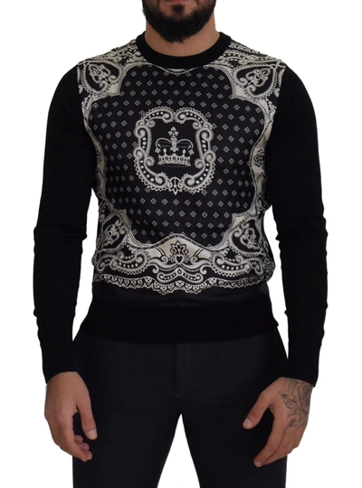 Shop Dolce & Gabbana Black Bandana Crewneck Pullover Men's Sweater