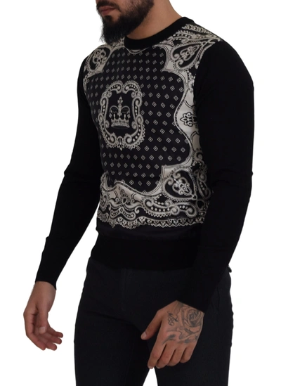 Shop Dolce & Gabbana Black Bandana Crewneck Pullover Men's Sweater