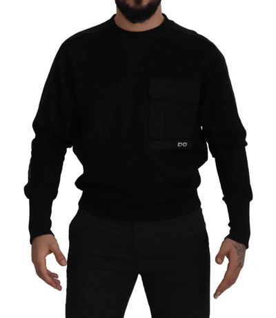 Shop Dolce & Gabbana Black Cotton Crewneck Sweatshirt Men's Sweater