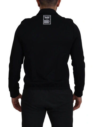 Shop Dolce & Gabbana Black Nylon Full Zip Cardigan Logo Men's Sweater