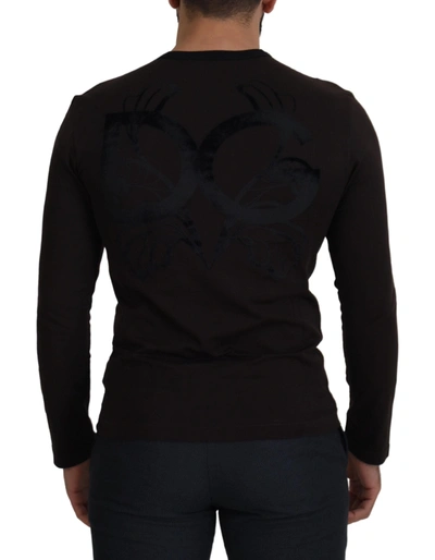 Shop Dolce & Gabbana Brown Cotton Slim Crewneck Pullover Men's Sweater