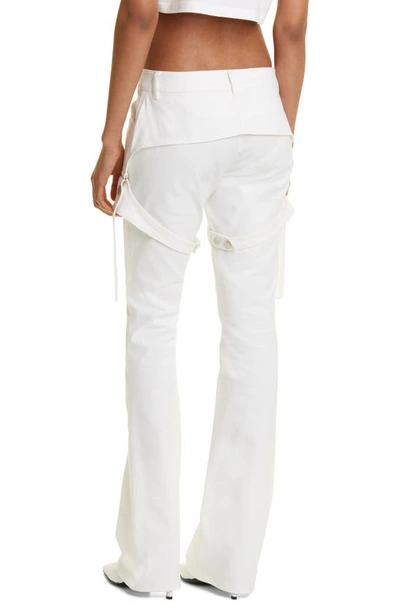 Shop Courrèges Racer Strap Wide Leg Stretch Cotton Pants In Heritage White