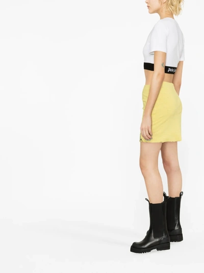 Shop Palm Angels Women Gd Destroyed Midi Skirt In 1810 Yellow Black