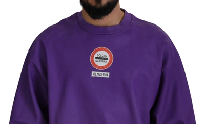 Shop Dolce & Gabbana Purple Wash Logo Cotton Crewneck Sweatshirt Men's Sweater