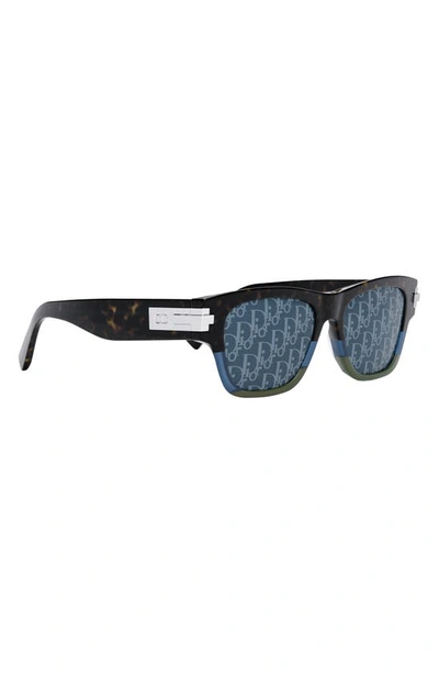 Shop Dior 'blacksuitxl S2u 54mm Square Sunglasses In Dark Havana / Blue Mirror