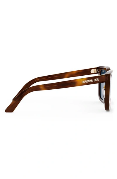 Shop Dior 'midnight S1i 53mm Square Sunglasses In Blonde Havana / Blue