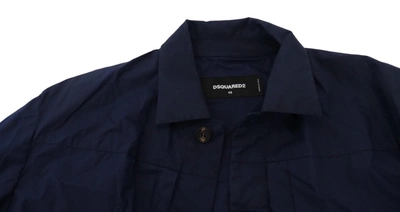 Shop Dsquared² Dark Blue Cotton Collared Long Sleeves Casual Men's Shirt