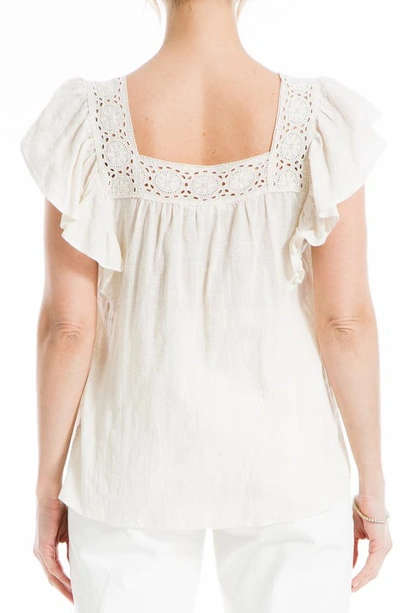 Max Studio Flutter Sleeve Square Neck Blouse In Antique White