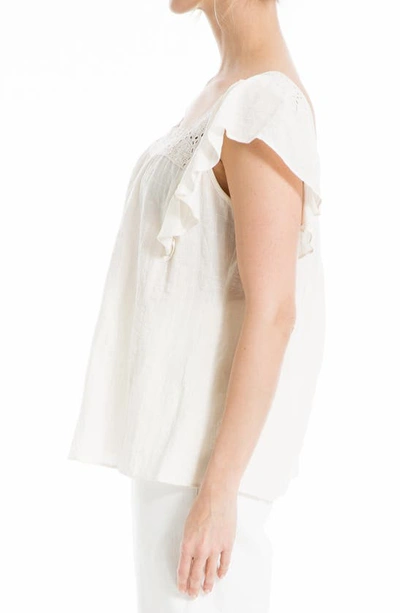Max Studio Flutter Sleeve Square Neck Blouse In Antique White