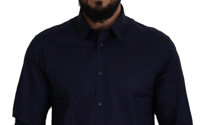 Shop Versace Collection Dark Blue Cotton Formal Dress Trend Men's Shirt