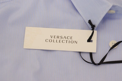 Shop Versace Collection Light Blue Cotton Formal Men Men's Shirt