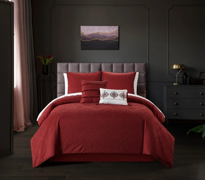 Shop Chic Home Magna 5-piece Comforter Set In Red