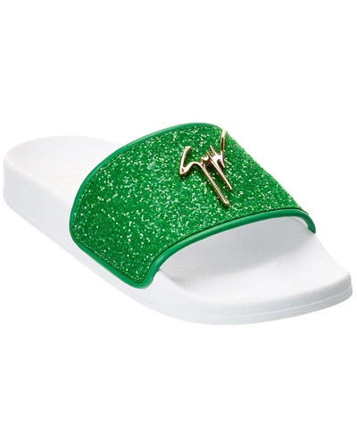 Shop Giuseppe Zanotti Newlaburela Glitter Slide In Green