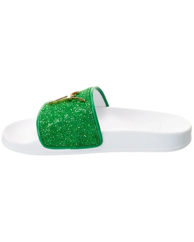 Shop Giuseppe Zanotti Newlaburela Glitter Slide In Green