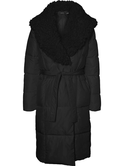Shop Vero Moda Cozy Womens Long Wrap Parka Coat In Black